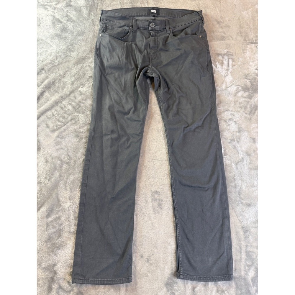 Paige Pants Federal Mens Size 36 Gray Chino Straight Leg Rayon Stretch